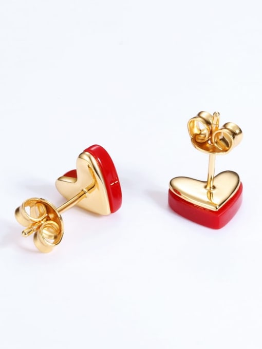 One Next 925 Silver Classic red Heart Stud Earring