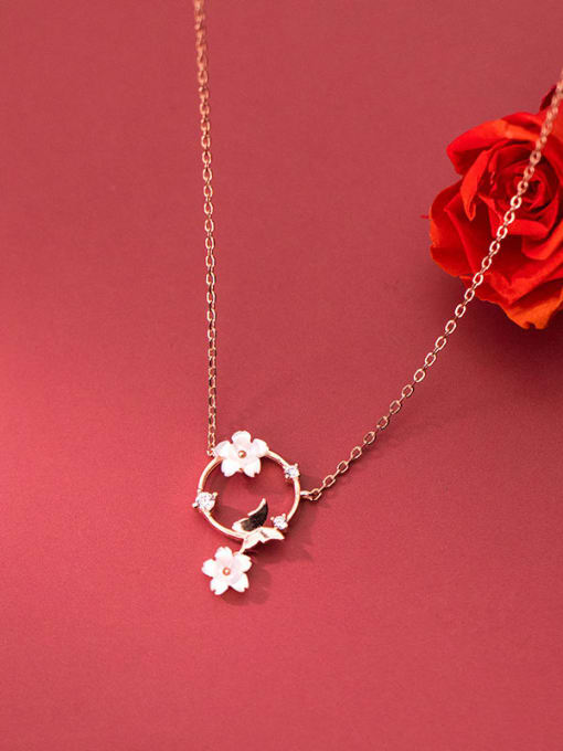 Chris 925 Sterling Silver With Rose Gold Plated Delicate Flower Necklaces