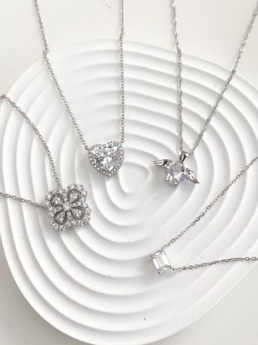 Arya 925 Sterling Silver With White Gold Plated Delicate Heart Necklaces