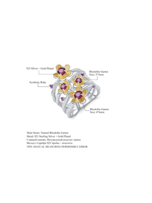 Tina 925 Sterling Silver With Silver Plated Personalized Flower Stacking Rings