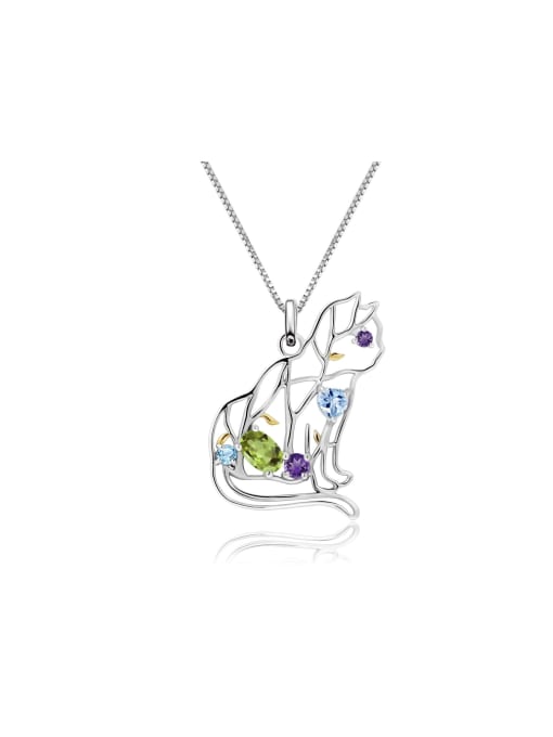 Tina 925 Sterling Silver With White Gold Plated Delicate Cat Necklaces