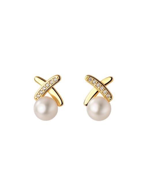 Chris 925 Sterling Silver With 18k Gold Plated Delicate Stud Earrings