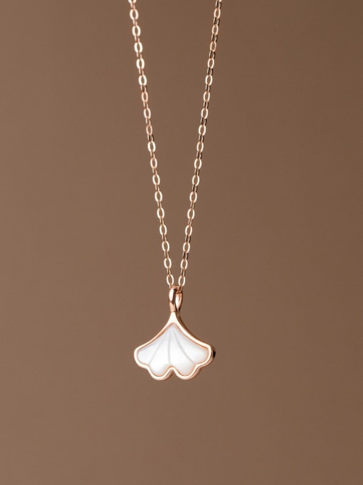 Chris 925 Sterling Silver With Rose Gold Plated Delicate Leaf Necklaces