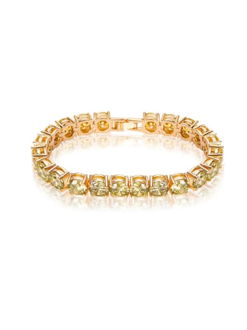 One Next AAA+Cubic Zircon,Olive yellow,Tennis round Delicate Bracelet,18K-Gold plated