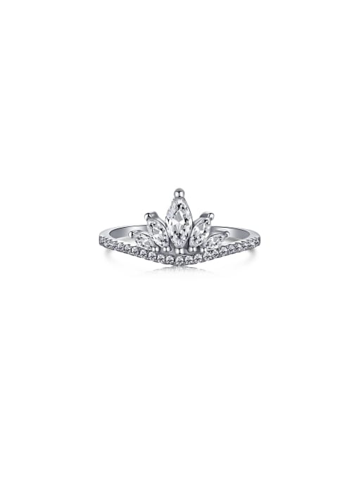 Arya 925 Sterling Silver With White Gold Plated Delicate Crown Engagement Rings