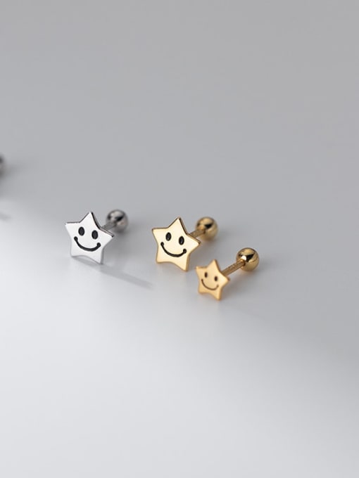 Chris 925 Sterling Silver With 18k Gold Plated Cute Star Stud Earrings