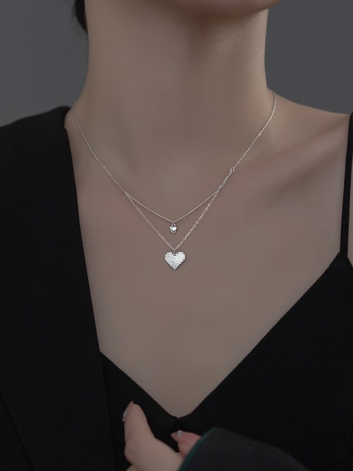 Chris 925 Sterling Silver With Heart Multi  Strand Necklaces