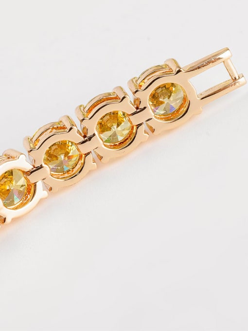 One Next AAA+Cubic Zircon,Olive yellow,Tennis round Delicate Bracelet,18K-Gold plated