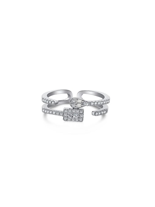 Arya 925 Sterling Silver With White Gold Plated Delicate Geometric Wedding Band Rings