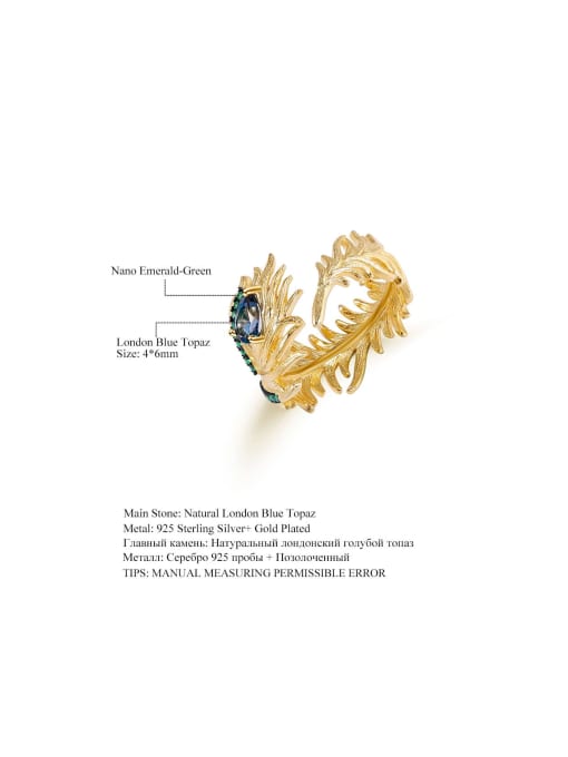 Tina 925 Sterling Silver With 18k Gold Plated Personalized Feather Statement Rings