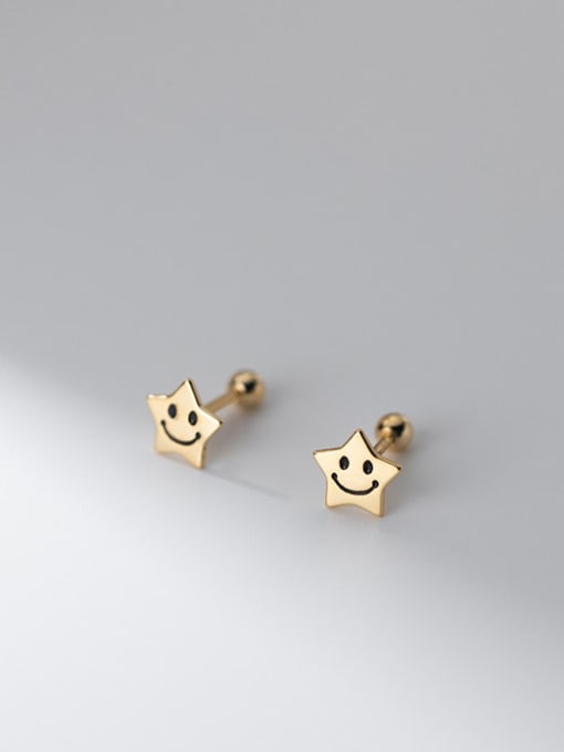 Chris 925 Sterling Silver With 18k Gold Plated Cute Star Stud Earrings