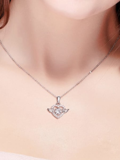 One Next 925 Sterling Silver With Platinum Plated Cute Angel's Wings Necklaces