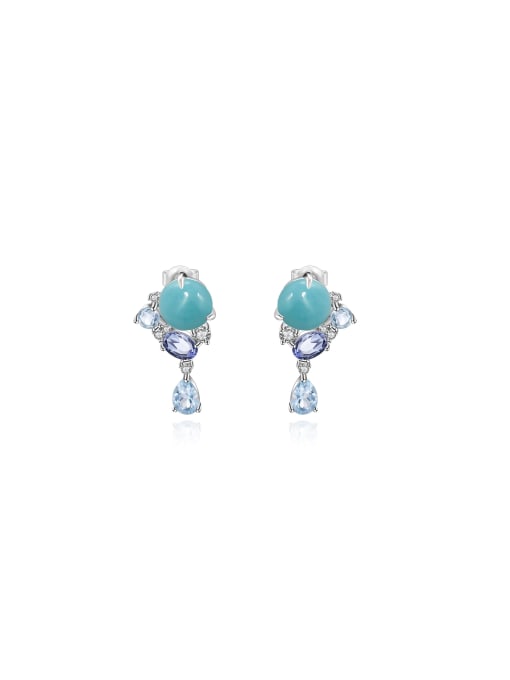 Tina 925 Sterling Silver With White Gold Plated Delicate Water Drop Stud Earrings