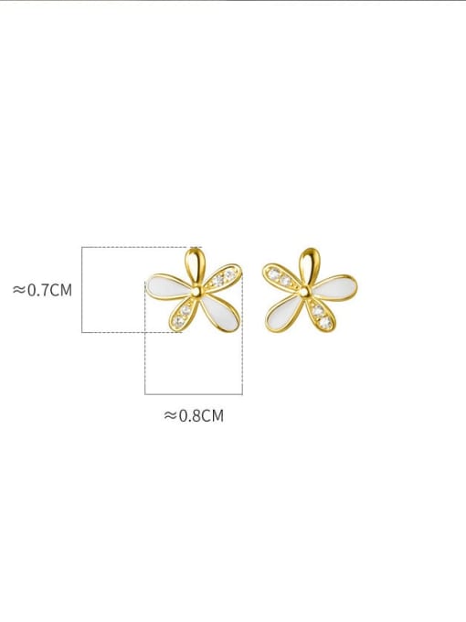 Chris 925 Sterling Silver With 18k Gold Plated Delicate Flower Stud Earrings