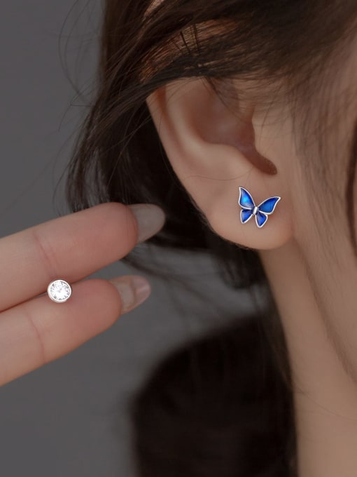 Chris 925 Sterling Silver With Rose Gold Plated Delicate Butterfly Stud Earrings