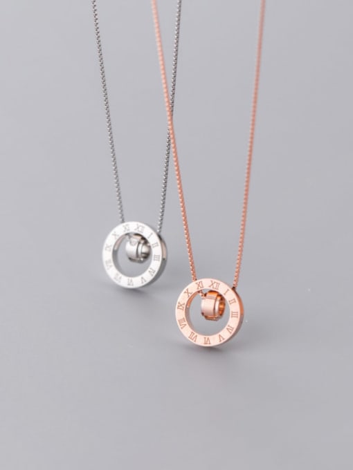 Chris 925 Sterling Silver With Rose Gold Plated Simplistic Round Necklaces