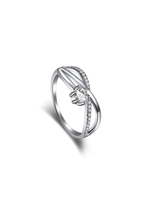 Arya 925 Sterling Silver With White Gold Plated Delicate Geometric Wedding Engagement Rings