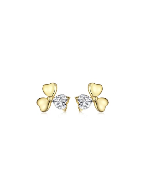 Arya 925 Sterling Silver With 18k Gold Plated Delicate Flower Stud Earrings