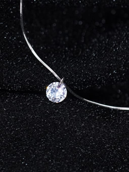 Chris 925 Sterling Silver With White Gold Plated Delicate Round Engagement Necklaces