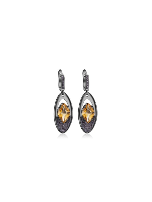 Tina 925 Sterling Silver With Black Gun Plated Vintage Geometric Drop Earrings