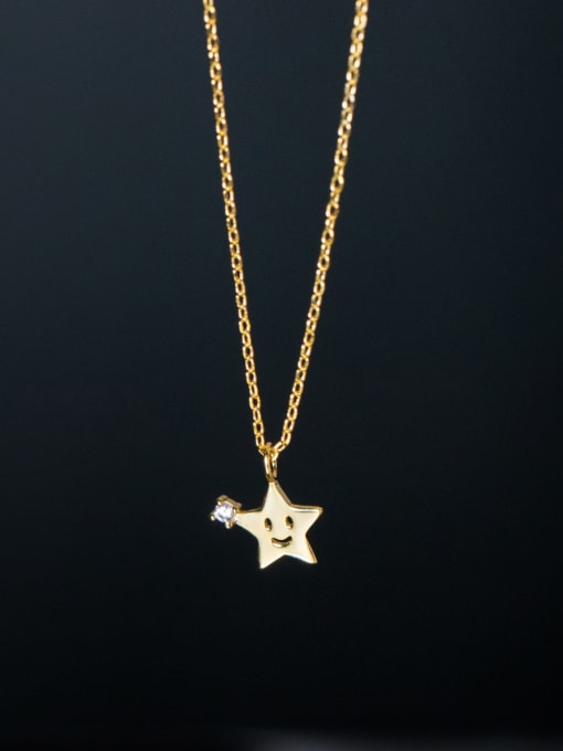 Chris 925 Sterling Silver With 18k Gold Plated Delicate Star Necklaces