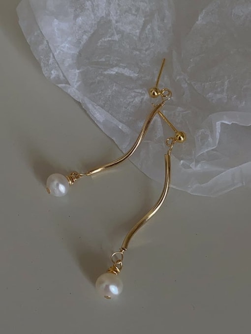 Chris 925 Sterling Silver With 18k Gold Plated Delicate Water Drop Drop Earrings