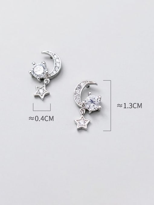 Chris 925 Sterling Silver With 18k Gold Plated Delicate Moon Stud Earrings