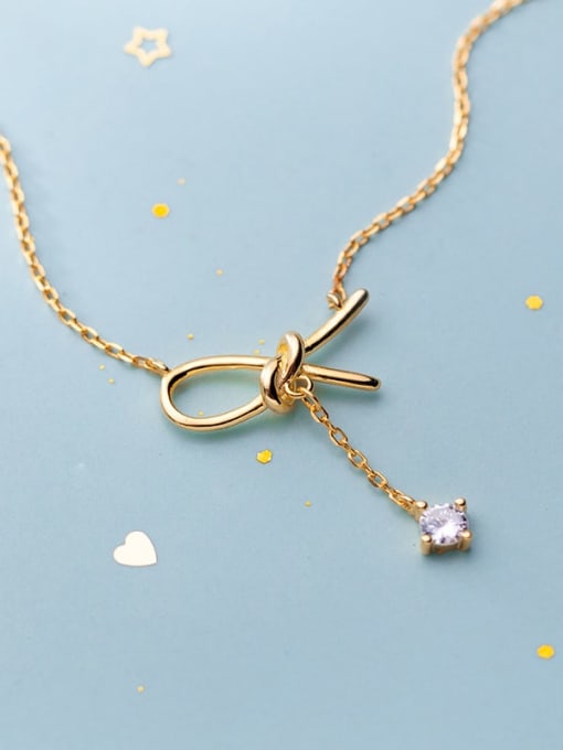 Chris 925 Sterling Silver With 18k Gold Plated Delicate Bowknot Necklaces