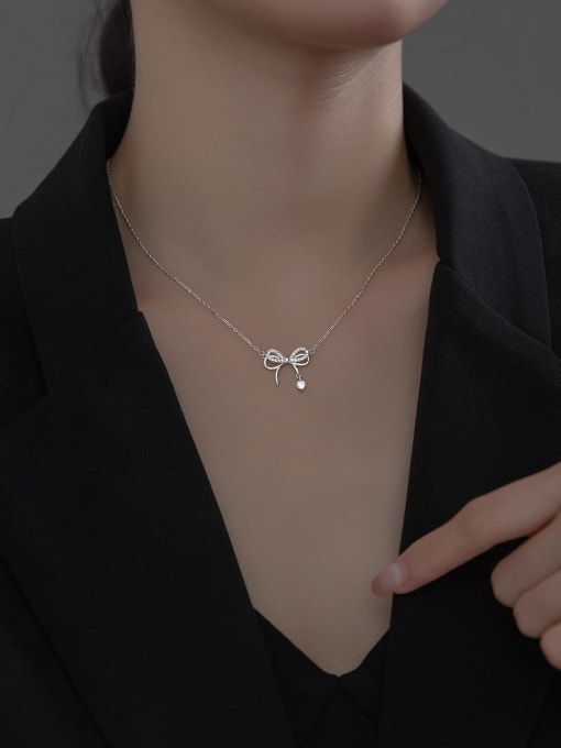 Chris 925 Sterling Silver With Delicate Bowknot Birthday Necklaces