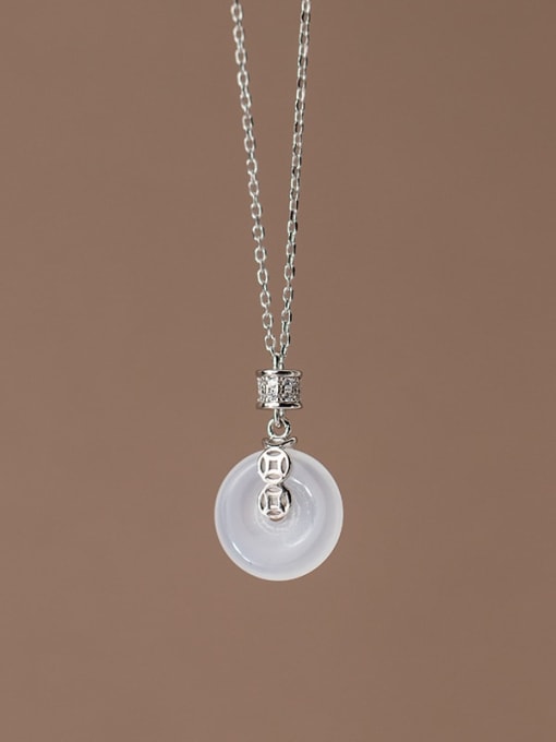 Chris 925 Sterling Silver With Cubic Zirconia Circular Necklaces