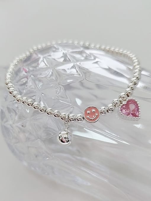 Chris 925 Sterling Silver With  Cubic Zirconia Heart Bracelets