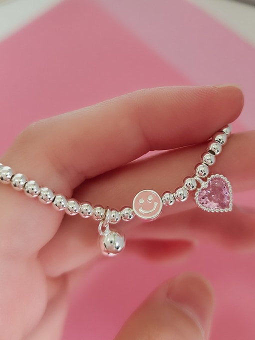 Chris 925 Sterling Silver With  Cubic Zirconia Heart Bracelets