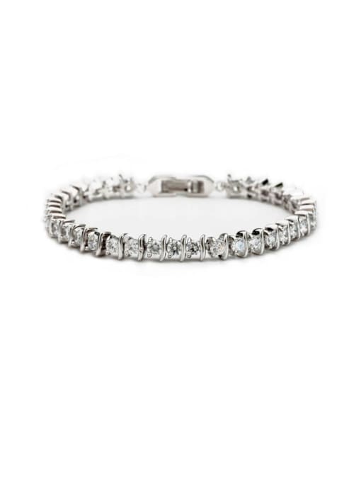 One Next AAA+Cubic Zircon,White,Tennis round Bracelet,Platinum-plated