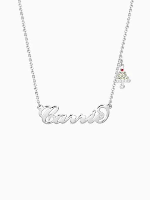 Lian Designs Customize Christmas Tree Name Necklace Silver