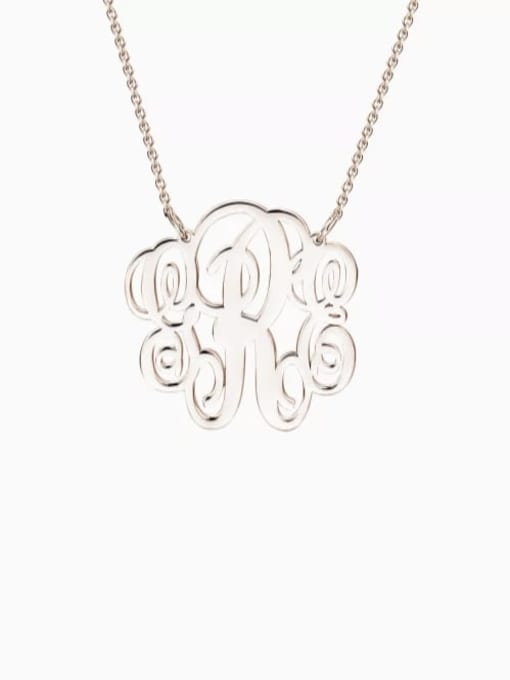 Lian Designs Customize Small Fancy Monogram Necklace silver