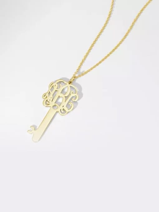 Lian Designs Customize Key Monogram Necklace Silver