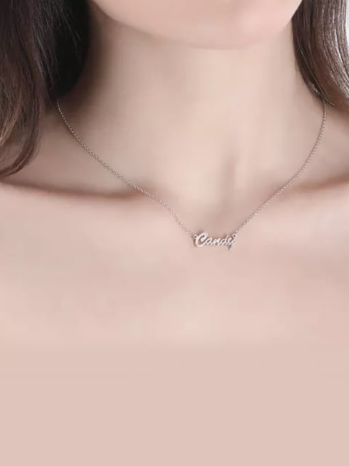 Lian Designs Customized Personalized CZ Name Necklace Silver