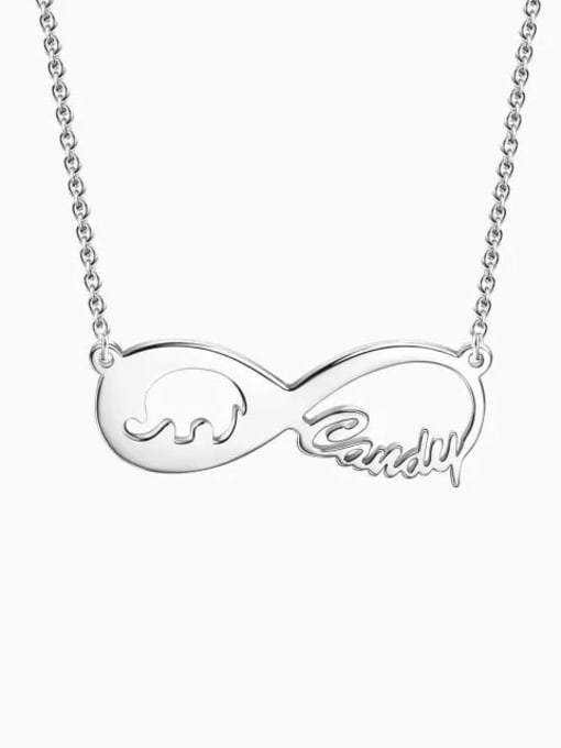 Lian Designs Customized Silver Lucky Elephant Infinity Name Necklace