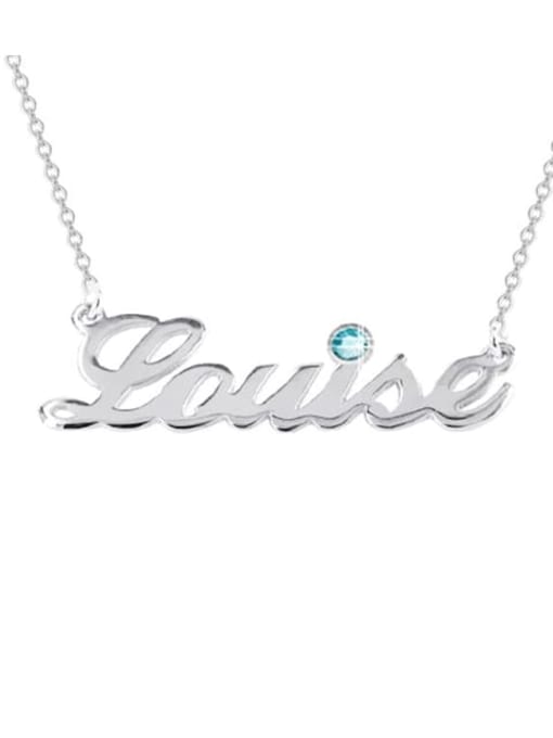 Lian Designs silver personalized Name Necklace Birthstone