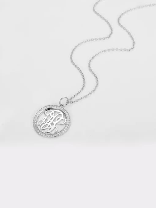 Lian Designs Customize Pave CZ Monogram Necklace Sterling Silver