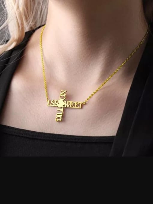 Lian Designs Customize Personalized Cross Two Name Necklace