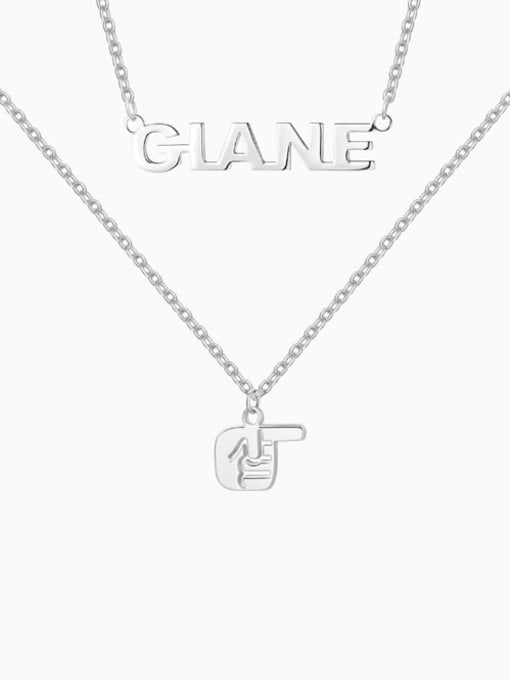 Lian Designs Name Necklace with Layered Gesture silver