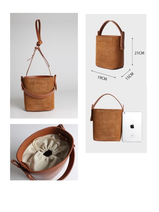 In Mix Matte/leather A/B face bucket bag