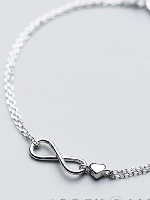 Tina S925 Silver Bracelet Feminine Fashion Double-decker Infinite infinityBracelet Sweet Heart Hand S2419