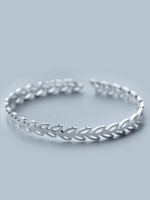 Tina S925 silver fashion olive leaves opening bangle