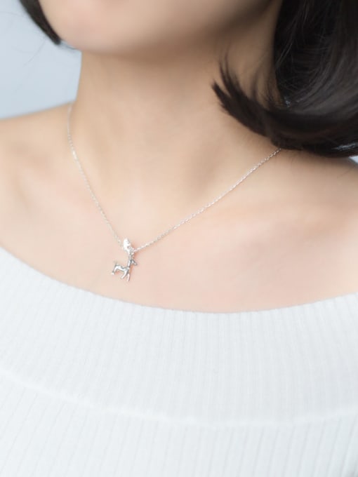 Tina Elegant Deer Shaped Frosted S925 Silver Necklace