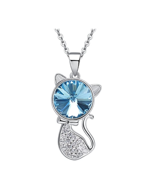 Maja Fashion Blue Swarovski Crystal Kitten Necklace