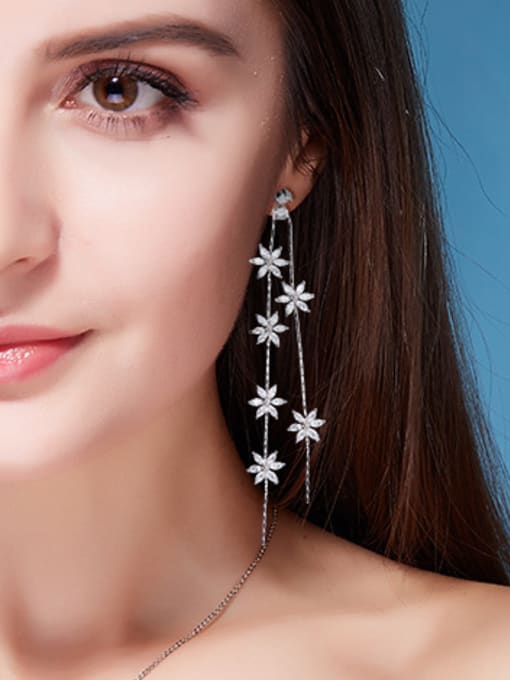 Maja Fashion Tiny Flowers Zirconias Copper Drop Earrings