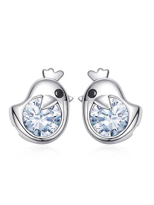 Maja Tiny Bird Cubic Zircon 925 Silver Stud Earrings