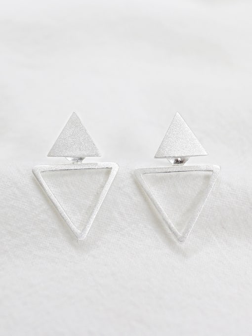 Arya Fashion Personalized Double Triangle Silver Stud Earrings